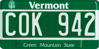 VT license plate COK942