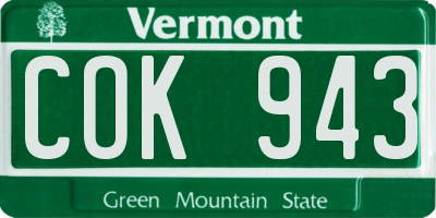 VT license plate COK943