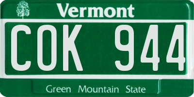 VT license plate COK944