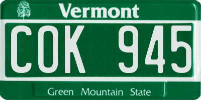 VT license plate COK945