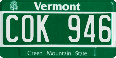 VT license plate COK946