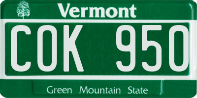 VT license plate COK950