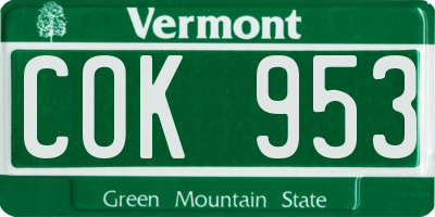 VT license plate COK953