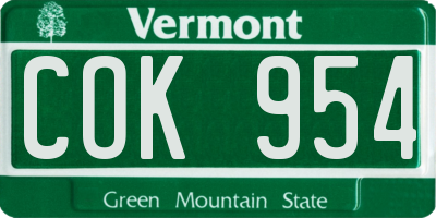 VT license plate COK954