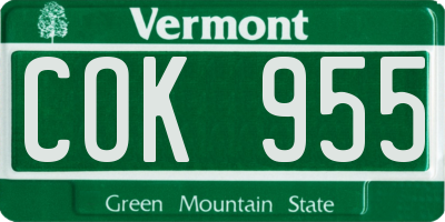 VT license plate COK955