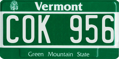 VT license plate COK956
