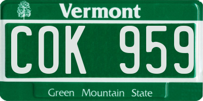 VT license plate COK959