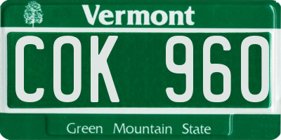 VT license plate COK960