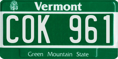 VT license plate COK961