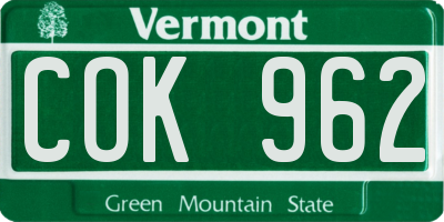 VT license plate COK962