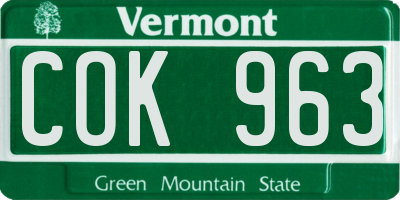 VT license plate COK963