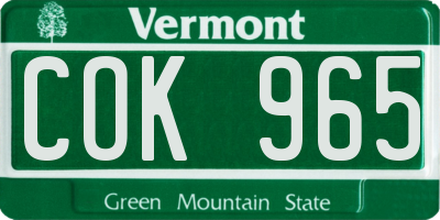 VT license plate COK965