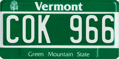 VT license plate COK966