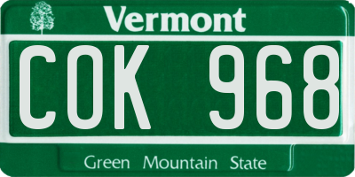 VT license plate COK968