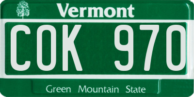 VT license plate COK970