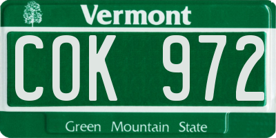VT license plate COK972