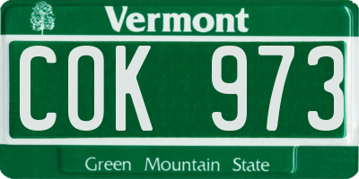 VT license plate COK973