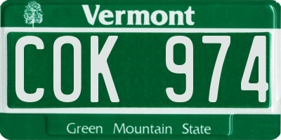 VT license plate COK974