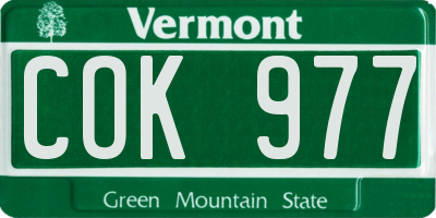 VT license plate COK977