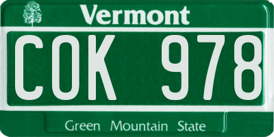 VT license plate COK978