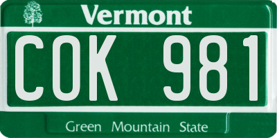 VT license plate COK981