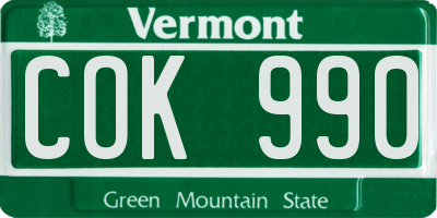 VT license plate COK990