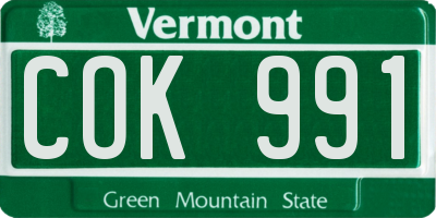 VT license plate COK991