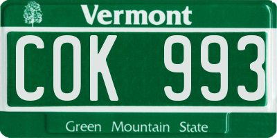 VT license plate COK993