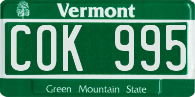 VT license plate COK995