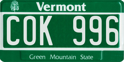 VT license plate COK996