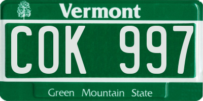 VT license plate COK997