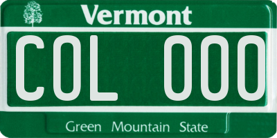 VT license plate COL000