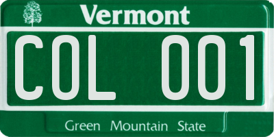 VT license plate COL001