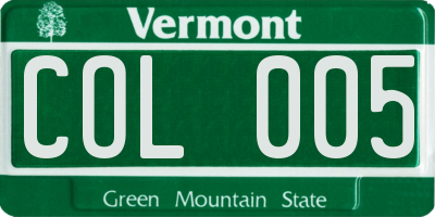 VT license plate COL005