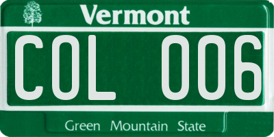 VT license plate COL006