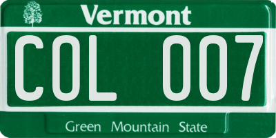 VT license plate COL007