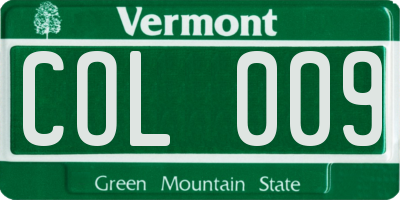 VT license plate COL009