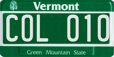 VT license plate COL010