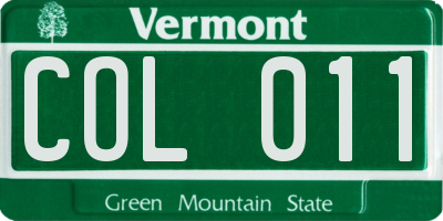 VT license plate COL011