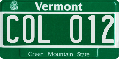 VT license plate COL012
