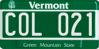 VT license plate COL021