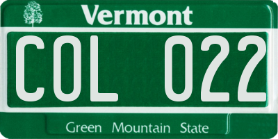 VT license plate COL022