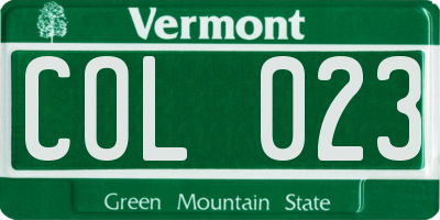VT license plate COL023