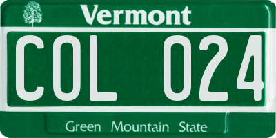 VT license plate COL024