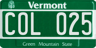 VT license plate COL025