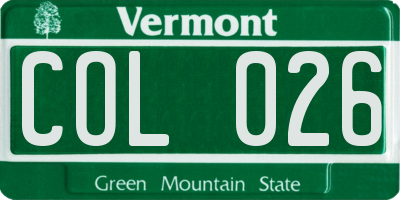 VT license plate COL026