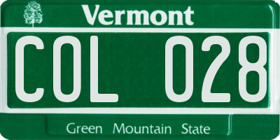 VT license plate COL028