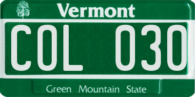 VT license plate COL030