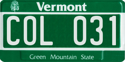 VT license plate COL031
