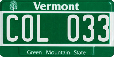 VT license plate COL033